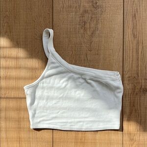 Cotton candy la White One-Shoulder Ribbed white soft tank Top size medium